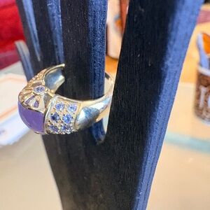 Art Deco Vintage Lavender Jade and Amethyst 14 KT. Gold Ring